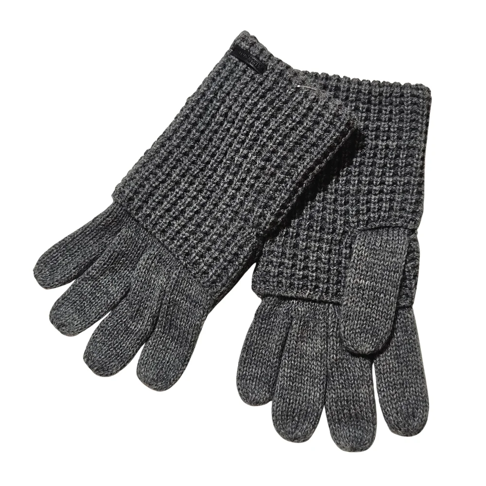 All Saints Gloves Light Grey Women Mixed Stitch Knit Wool Blend Outdoor Winter